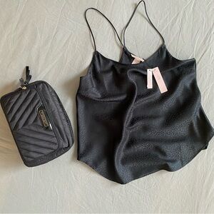 Victoria’s Secret Set Animal print Satin Camisole and Makeup bag